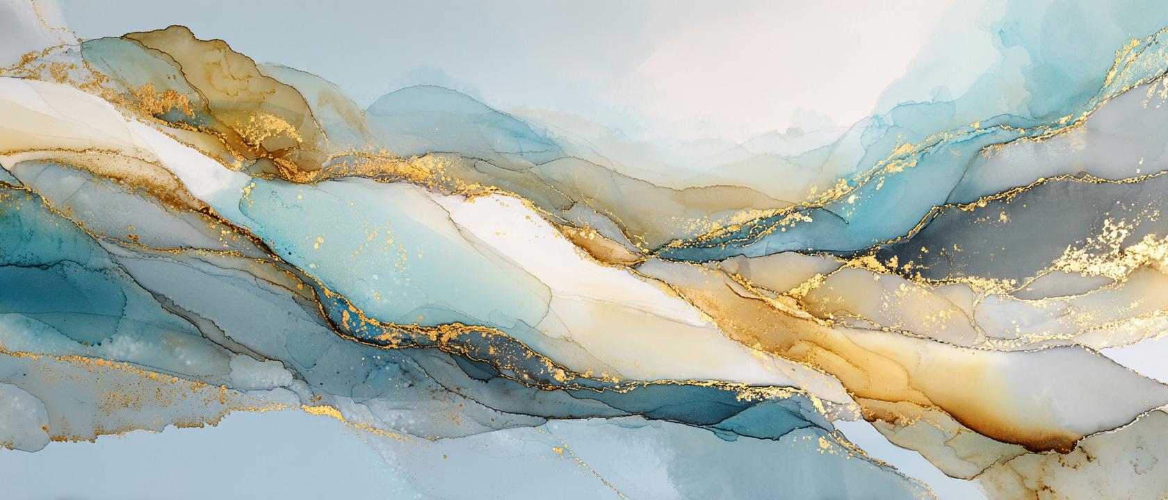 Bandeau aquarelle aux tons crème et or