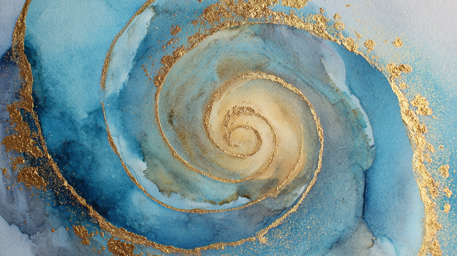 Aquarelle d'une spirale hypnotique dorée, déroulement d'une séance d'hypnose