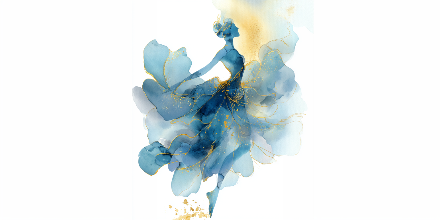 Aquarelle d'une femme épanouie s'élevant vers la lumière, hypnose pour la confiance en soi à Paris