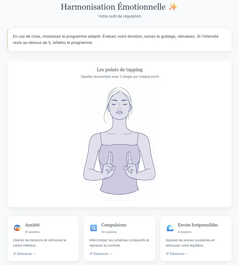 Module Harmonisation Émotionnelle par tapping dans l'application HypnoPuissance